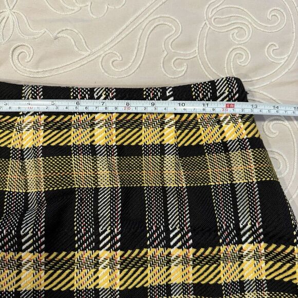 Grey Lab Size Small Plaid Mini Skirt Yellow Black High Waist Preppy Clueless - Picture 7 of 8